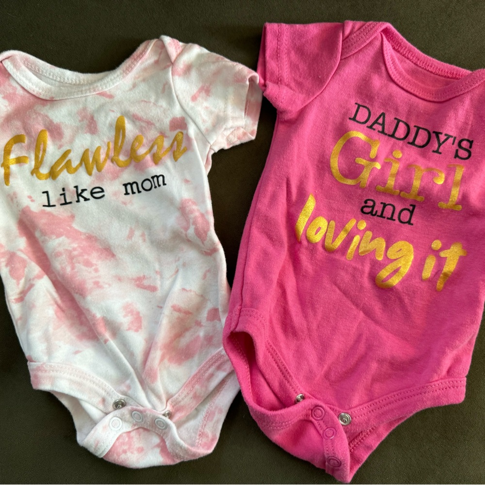 3 month baby infant onesies, set of two, “flawless like mom” and “daddy’s girl” - Picture 2 of 6